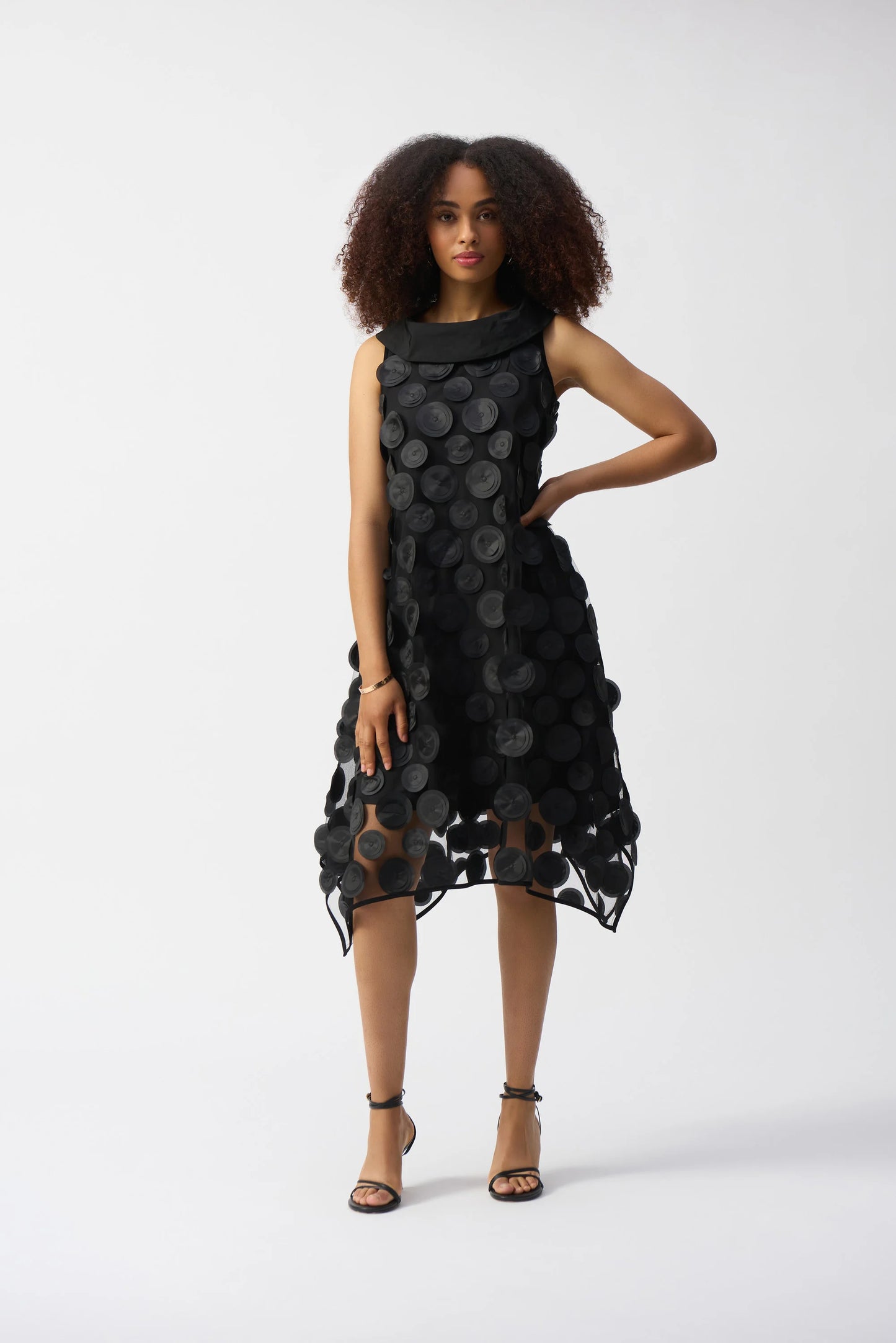 3D Dot Sleeveless Trapeze Dress