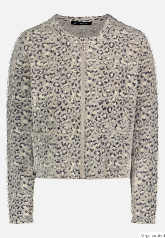 Betty Barclay Knit jacket with leopard print Patch Grey/Beige View 5 - Papena UK