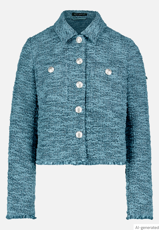 Betty Barclay Bouclé jacket with buttons Petrol/Grey View 5 - Papena UK