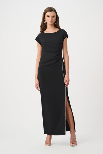 Joseph Ribkoff Rhinestone-Trimmed Sheath Gown Black View 1 - Papena UK