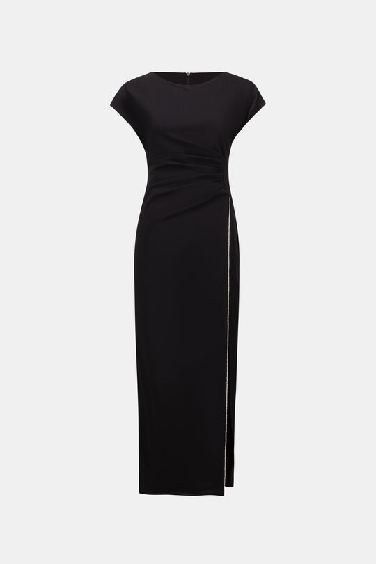 Joseph Ribkoff Rhinestone-Trimmed Sheath Gown Black View 5 - Papena UK