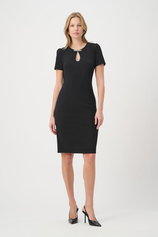 Embellished Bow Neckline Sheath Dress 264162