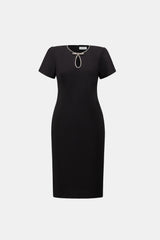 Embellished Bow Neckline Sheath Dress 264162