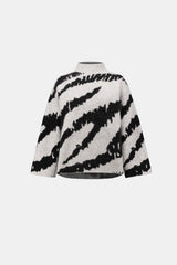 Joseph Ribkoff Animal-Print Mock Neck Top Oatmeal Melange Black 7
