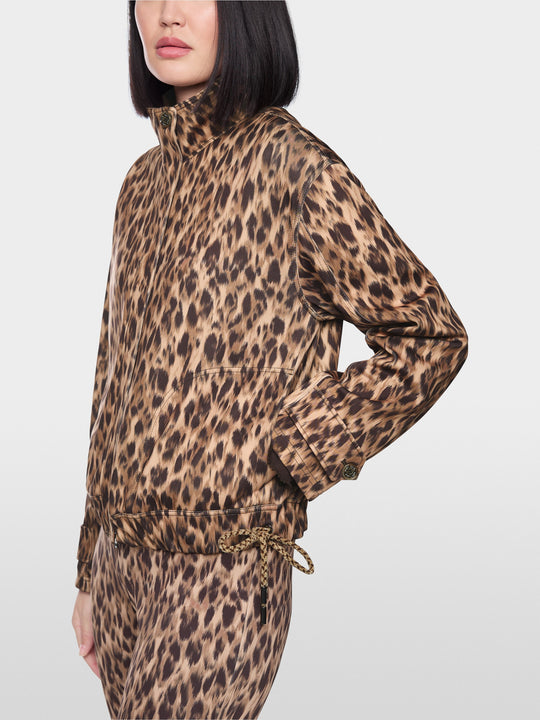 Marc Cain Scuba jacket with leopard print Seal Brown View 4 - Papena UK