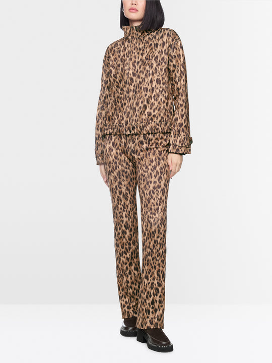 Marc Cain Scuba jacket with leopard print Seal Brown View 1 - Papena UK