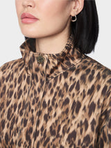 Marc Cain Scuba jacket with leopard print Seal Brown View 3 - Papena UK