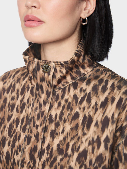 Marc Cain Scuba jacket with leopard print Seal Brown View 3 - Papena UK