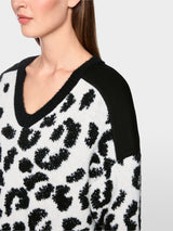 Marc Cain ‘Knitted in Germany’ leo print jumper Black and White View 5 - Papena UK