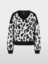Marc Cain ‘Knitted in Germany’ leo print jumper Black and White View 2 - Papena UK