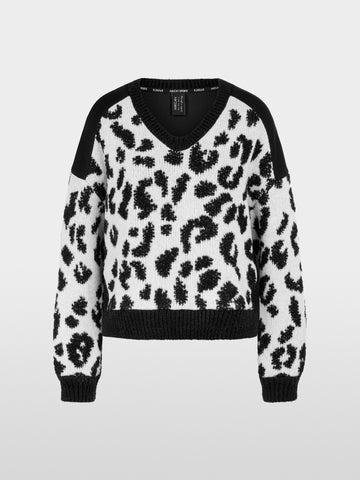 Marc Cain ‘Knitted in Germany’ leo print jumper Black and White View 2 - Papena UK