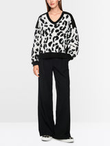 Marc Cain ‘Knitted in Germany’ leo print jumper Black and White View 3 - Papena UK