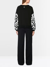 Marc Cain ‘Knitted in Germany’ leo print jumper Black and White View 4 - Papena UK