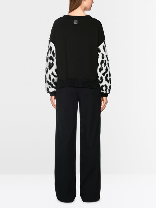 Marc Cain ‘Knitted in Germany’ leo print jumper Black and White View 4 - Papena UK