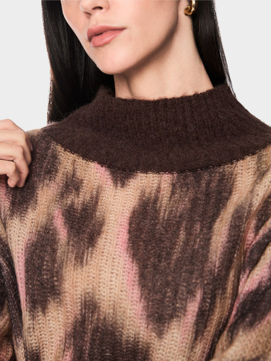 Marc Cain ‘Knitted in Germany’ leo print jumper Tawny Birch View 5 - Papena UK