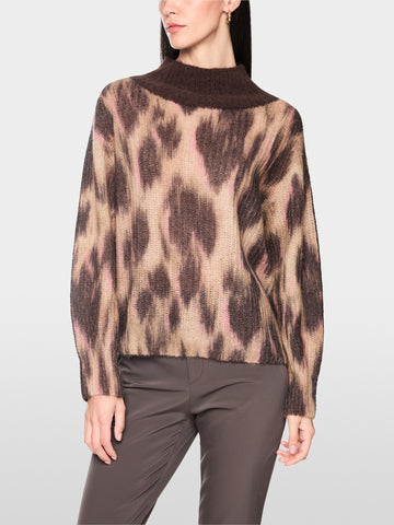 Marc Cain ‘Knitted in Germany’ leo print jumper Tawny Birch View 1 - Papena UK