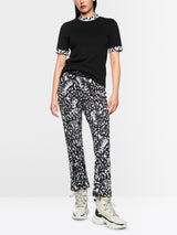 T-shirt with leopard-print sleeves Black New