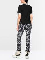 T-shirt with leopard-print sleeves Black New