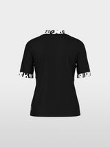 T-shirt with leopard-print sleeves Black New