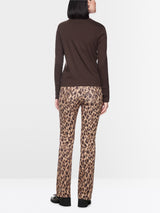 Marc Cain Long-sleeve top with leo-print roll neck Seal Brown View 2 - Papena UK