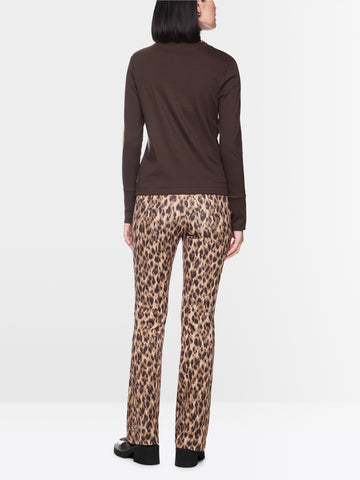 Marc Cain Long-sleeve top with leo-print roll neck Seal Brown View 2 - Papena UK