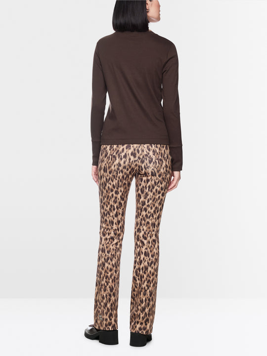 Marc Cain Long-sleeve top with leo-print roll neck Seal Brown View 2 - Papena UK