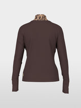 Marc Cain Long-sleeve top with leo-print roll neck Seal Brown View 6 - Papena UK