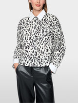 Cotton blouse with leopard print White and Black