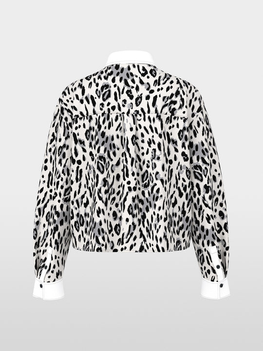 Cotton blouse with leopard print White and Black