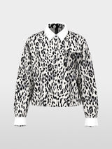 Cotton blouse with leopard print White and Black