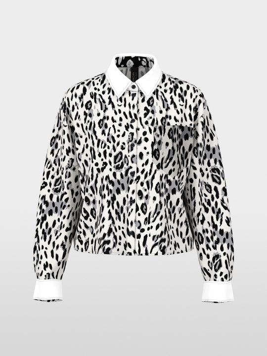 Cotton blouse with leopard print White and Black