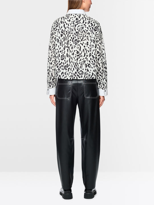 Cotton blouse with leopard print White and Black
