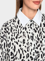 Cotton blouse with leopard print White and Black