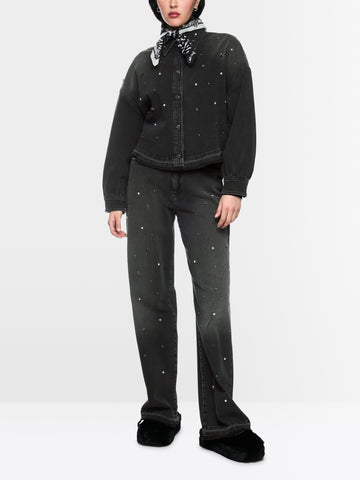 Marc Cain Denim shirt with gemstones Black View 2 - Papena UK