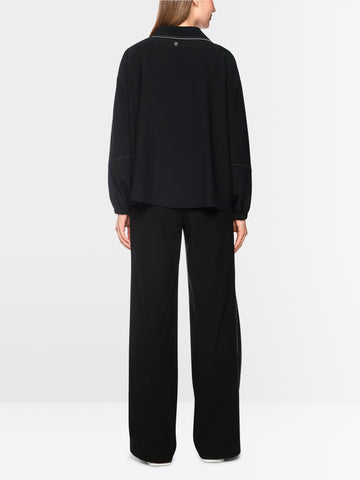 Marc Cain WEDI wide pull-on trousers Black View 2 - Papena UK