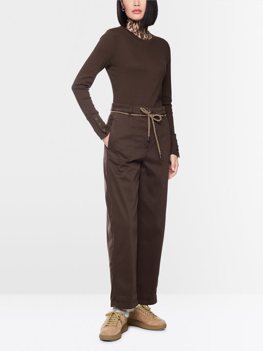 Marc Cain WOKHA wide fit trousers Seal Brown View 1 - Papena UK