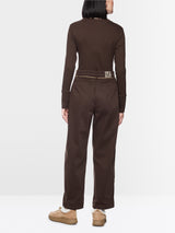 Marc Cain WOKHA wide fit trousers Seal Brown View 2 - Papena UK