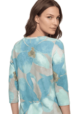 Shirt 3/4 Arm mit Blumen Petrol / Grey D2