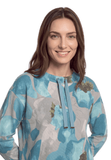 Betty Barclay Floral 3/4 Sleeve Sweatshirt Petrol/Grey View 6 - Papena UK