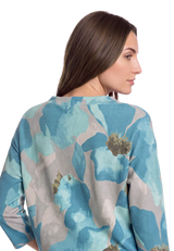 Betty Barclay Floral 3/4 Sleeve Sweatshirt Petrol/Grey View 7 - Papena UK