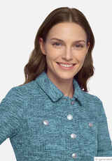 Betty Barclay Bouclé jacket with buttons Petrol/Grey View 6 - Papena UK