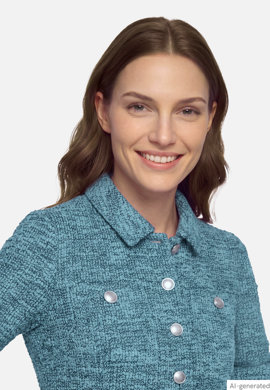 Betty Barclay Bouclé jacket with buttons Petrol/Grey View 6 - Papena UK
