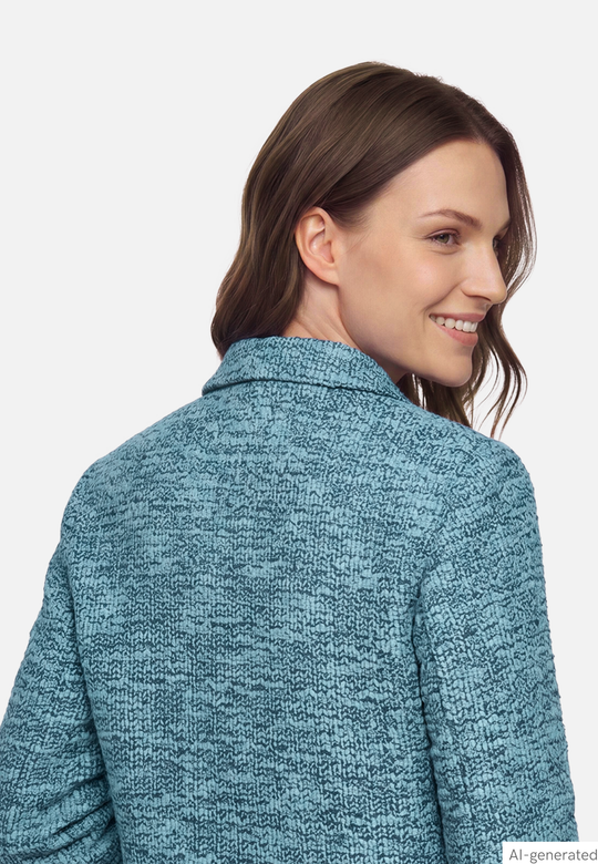 Betty Barclay Bouclé jacket with buttons Petrol/Grey View 7 - Papena UK