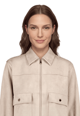 Velourslederjacke mit Taschen Bright Taupe D1