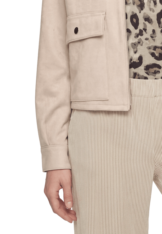 Velourslederjacke mit Taschen Bright Taupe D2