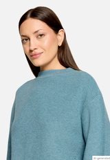 Betty Barclay Stand-Up Collar Knit Jumper Smoky Mint Melange View 7 - Papena UK