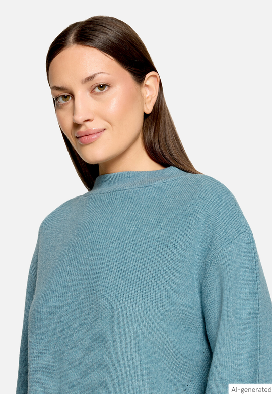 Betty Barclay Stand-Up Collar Knit Jumper Smoky Mint Melange View 7 - Papena UK