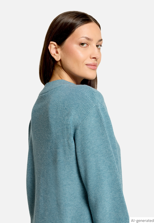 Betty Barclay Stand-Up Collar Knit Jumper Smoky Mint Melange View 6 - Papena UK