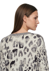 Strickpullover langarm mit Leoprint Grey / Beige D2