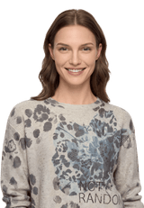 Strickpullover  langarm mit Lurexfaden Beige / Petrol D1